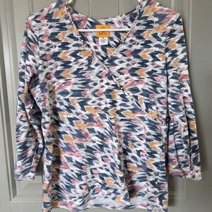Ruby Rd Womans Medium Nwot Colorful ¾ Sleeve Shirt